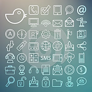 Communication and transportaion icon set Retina