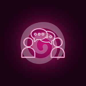 communication between two people icon. Elements of Conversation and Friendship in neon style icons. Simple icon for websites, web