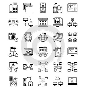 Communication vector icon which can easily modify or edits set every single icons can easily modify or edit