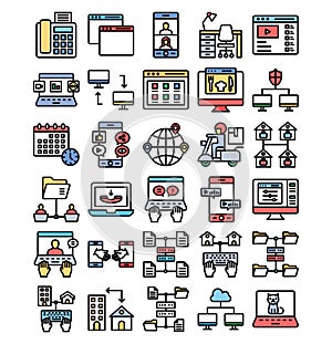 Communication vector icon which can easily modify or edits set every single icons can easily modify or edit