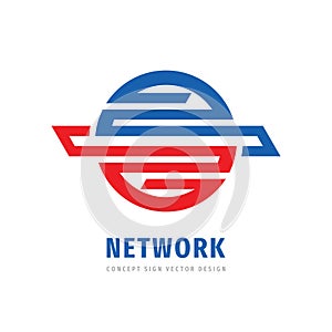 Communication vector logo concept design. Abstract shape sphere business logo sign. Technology integration logo symbol. Network lo