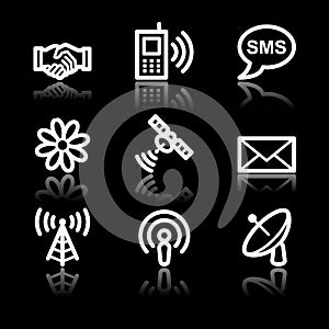 Communication white contour web icons V2