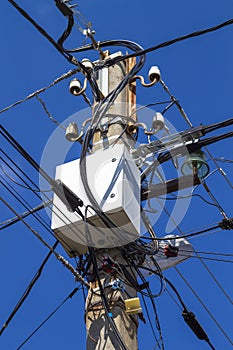 Communication wires on a pole