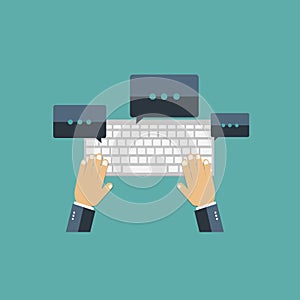 Communication, work, writing concept. Flat vector illustration.