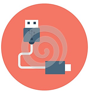 Usb Cord Isolated Vector icon that can be easily modified or edit