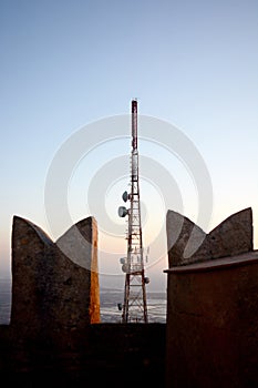 Communications antenna on castle
