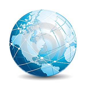 Communications globe. Network, travel, exchange or connectivity icon.