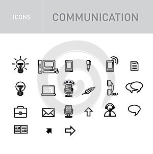 Communications icons set isolated on white