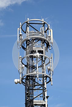 Communications Mast against a Blue Sky