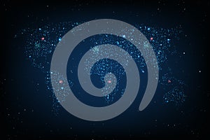 Communications network map of the world