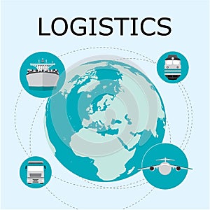 Communications network map, world global logistics network