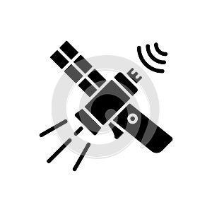 Communications satellite black glyph icon
