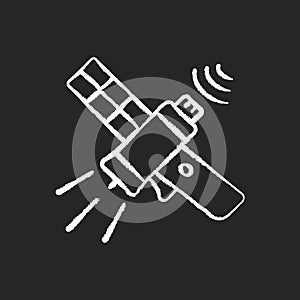 Communications satellite chalk white icon on dark background