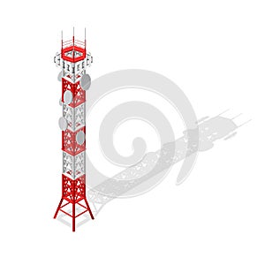 Communications Tower Mobile Phone Base or Radio Isometric View. Vector