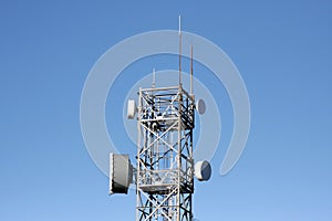 Communications tower with radio and microwave links