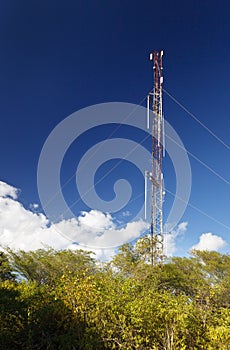 Communications Tower In Tropical Landscape, Antigua