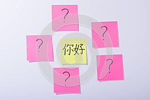 Communicative stickers: says â€œHelloâ€ in Chinese, but nobody understands