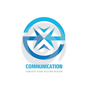 Communiction business logo design. Abstract arrows in circle - creative logo sign. Development strategy logo symbol.