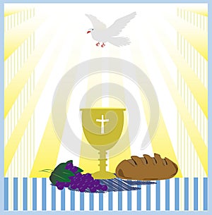 Communion Card template with dove, photo