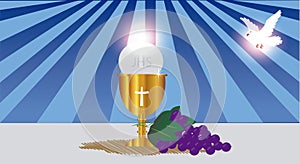 Communion Card template with dove photo