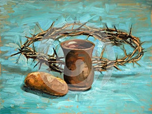 Communion and Crown of Thorns Painting photo