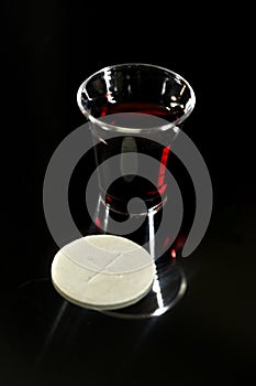 Communion Cup with Wine and Wafer