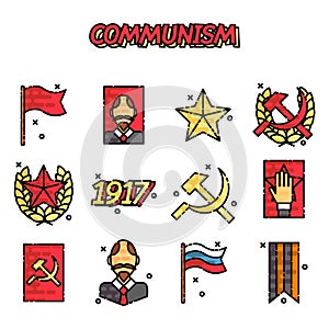 Communism cartoon concept icons