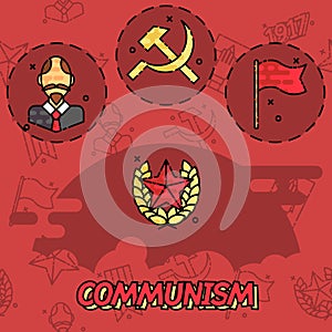 Communism flat concept icons