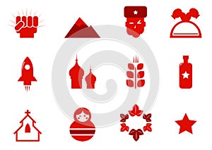 Communism and russia icons set photo