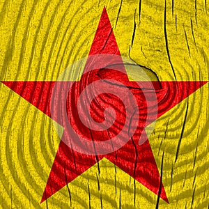 Communist sign with red and yellow colors