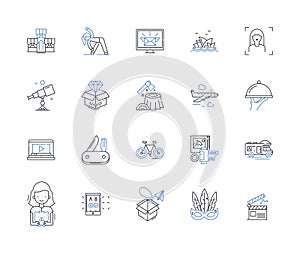 Community-based tourism line icons collection. Homestays, Hospitality, Experiential, Local, Culture, Sustainability