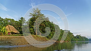 A community campsite. Amazonian rainforest on the border of Ecuador and Peru