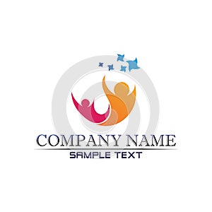 Community Care Logo People Icons In Circle Vector Concept