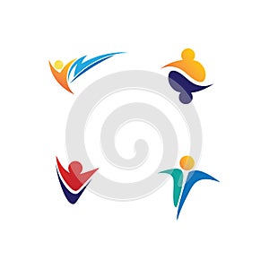 Community Care Logo People Icons In Circle Vector Concept