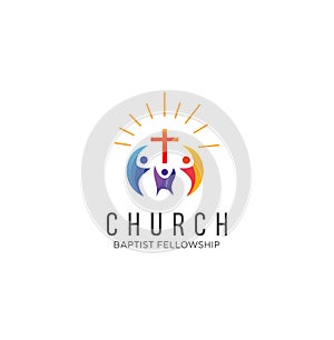 Community church logo design inspiration Vector . Family Church Logo Icon On White Background Stock Vector . Church Colorful Logo