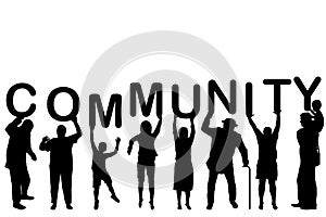 Community concept with people silhouettes