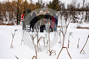 Community of conservationists standing in a circle