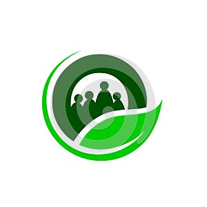 community of eco green people logo vector design concept