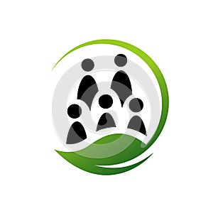 community of eco green people logo vector design concept