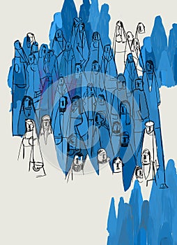 Community feeling and diversity. Population heterogeneity concept. Colorful abstract and artistical illustration photo