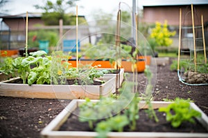 community garden plots with diverse vegetables