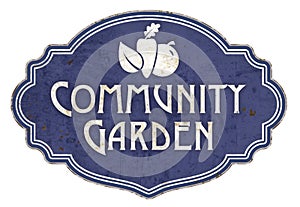 Community Garden Sign Vintage English