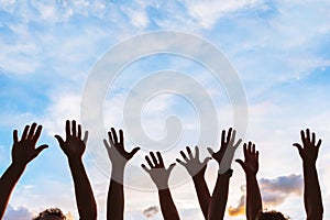 Community initiative or volunteering concept, hands of group of people