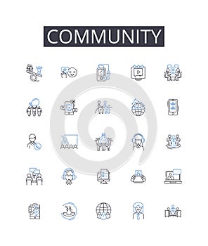 Community line icons collection. Ice, Snow, Permafrost, Tundra, Melting, Glaciation, Climate vector and linear