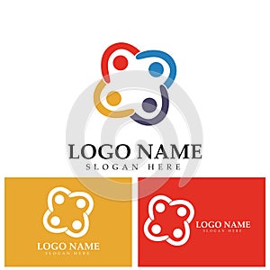 Community logo icon design with colorful people in a circular shape. Symbol of teamwork  solidarity human concept vector.