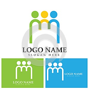 Community logo icon design with colorful people in a circular shape. Symbol of teamwork  solidarity human concept vector.