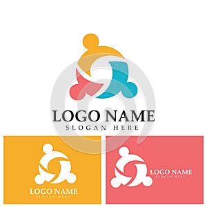 Community logo icon design with colorful people in a circular shape. Symbol of teamwork  solidarity human concept vector.