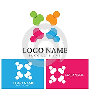 Community logo icon design with colorful people in a circular shape. Symbol of teamwork  solidarity human concept vector.