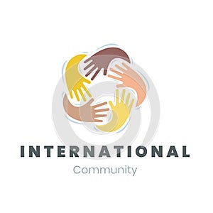 Community Logo International Communication Friendship Unity And Diversity Concept Template Emblem Vector Illustration