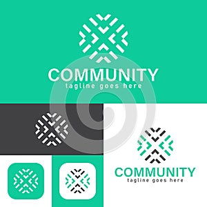 Community logo.Simple and creative icon style.Modern minimal. Vector illustration